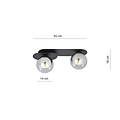 Randers black double oval ceiling lamp with 2 fumed glass bulbs E14