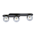 Emibig Emibig Randers zwarte triple ovalen plafondlamp met 3 gerookte glazen bollen E14 - Creëer een sfeervolle ambiance in uw ruimte