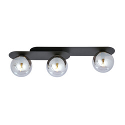Plafonnier Randers triple ovale noir avec 3 ampoules en verre fumé E14