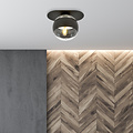 Randers elegant black oval ceiling lamp with striped glass ball E14