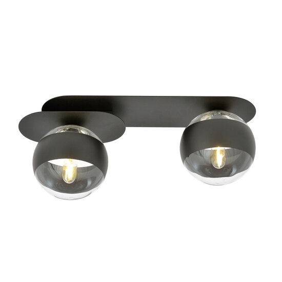 Emibig Emibig Randers elegant black double oval ceiling lamp with 2 striped glass bulbs E14 - Ideal lighting for any space