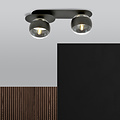 Randers elegant black double oval ceiling lamp with 2 striped glass bulbs E14