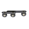 Emibig Emibig Randers elegante zwarte triple ovalen plafondlamp met 3 gestreepte glazen bollen E14 - Perfect voor een moderne uitstraling in uw interieur