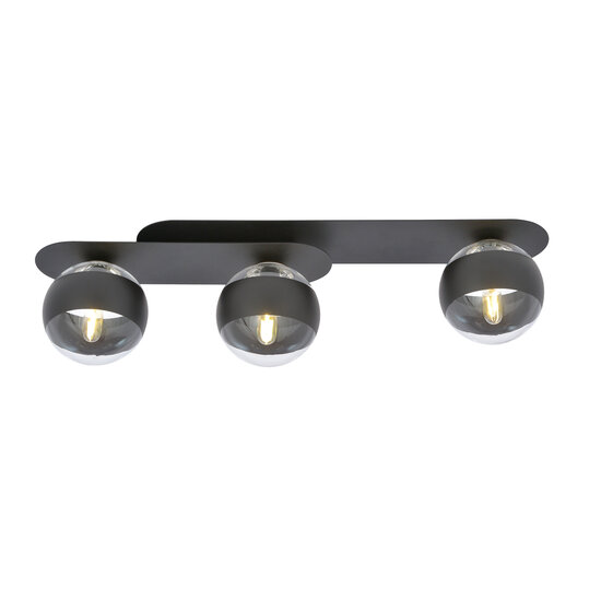 Emibig Emibig Randers elegant black triple oval ceiling lamp with 3 striped glass bulbs E14 - Ideal for modern interior lighting