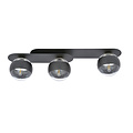 Emibig Emibig Randers elegante schwarze dreifache ovale Deckenleuchte mit 3 gestreiften Glasbirnen E14 - Ideal für modernes Wohndesign