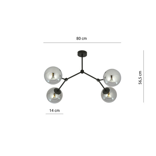 Emibig Emibig Viborg hanging lamp with 4 branches and fumed bulbs E14 - Ideal for modern interiors
