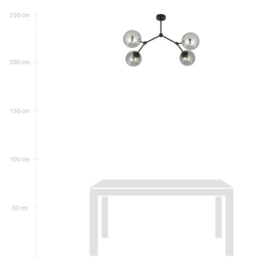 Viborg hanging lamp with 4 branches and fumed bulbs E14