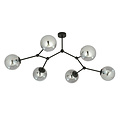 Lampe suspendue Viborg en forme de branche avec 6 ampoules fumées E14