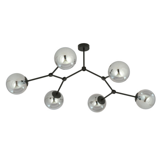 Lampe suspendue Viborg en forme de branche avec 6 ampoules fumées E14