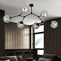 Lampe suspendue Viborg en forme de branche avec 6 ampoules fumées E14