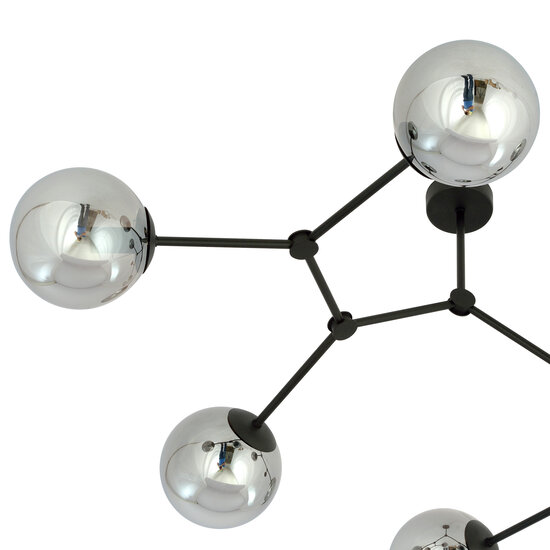 Lampe suspendue Viborg en forme de branche avec 6 ampoules fumées E14