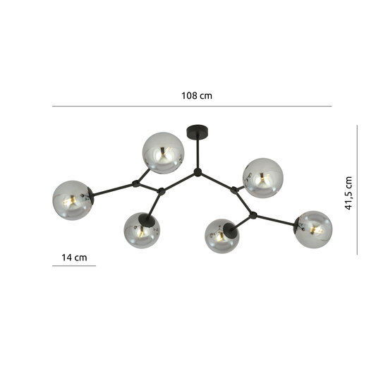 Emibig Emibig Viborg branch-shaped hanging lamp with 6 fumed bulbs E14 - Ideal for creating a cozy atmosphere in your home