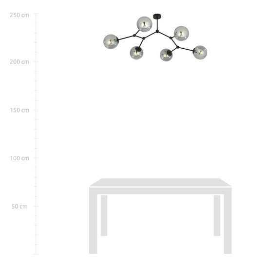 Lampe suspendue Viborg en forme de branche avec 6 ampoules fumées E14