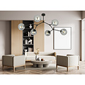 Lampe suspendue Viborg en forme de branche avec 6 ampoules fumées E14