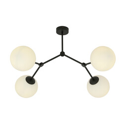 Viborg mooie hanglamp met 4 takken en witte glazen bollen E14