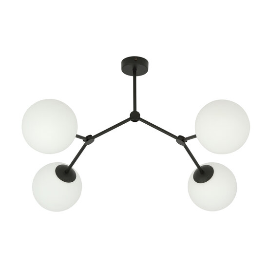 Viborg belle suspension à 4 branches et boules en verre blanc E14