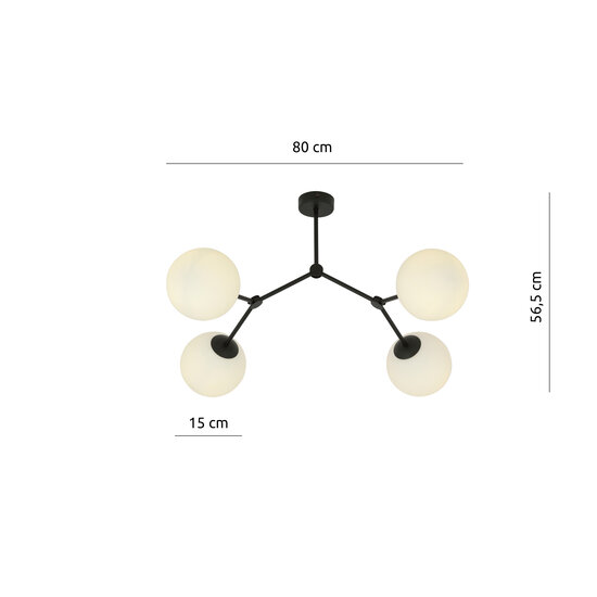 Emibig Emibig Viborg belle lampe suspendue avec 4 branches et boules en verre blanc E14 - Éclairage idéal pour chaque espace
