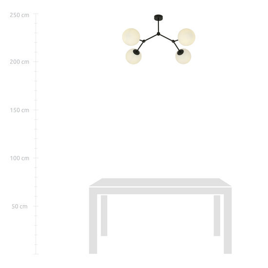 Viborg mooie hanglamp met 4 takken en witte glazen bollen E14
