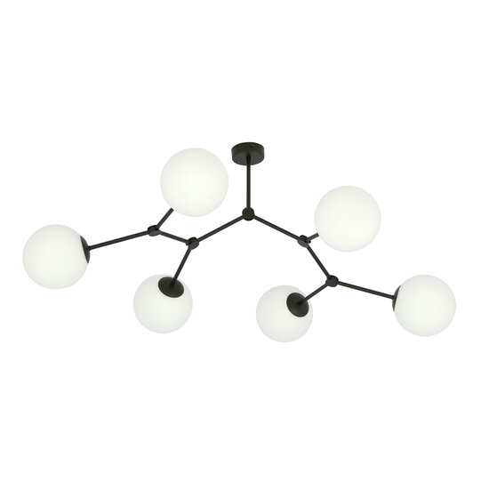 Viborg mooie takvormige hanglamp met 6 witte opaal bollen E14