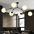 Viborg beautiful branch-shaped hanging lamp with 6 white opal bulbs E14