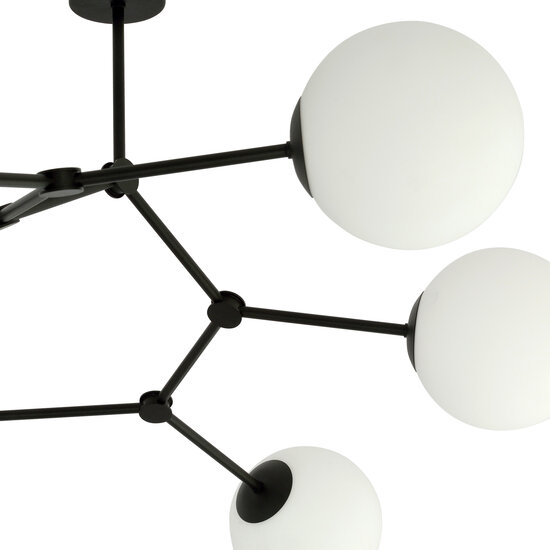 Viborg mooie takvormige hanglamp met 6 witte opaal bollen E14