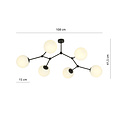 Viborg beautiful branch-shaped hanging lamp with 6 white opal bulbs E14