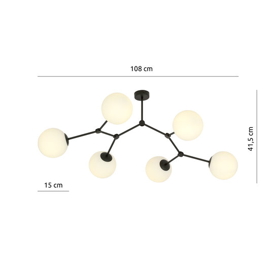 Emibig Emibig Viborg hermosa lámpara colgante en forma de rama con 6 bombillas opales blancas E14 - Crea un ambiente acogedor en tu hogar