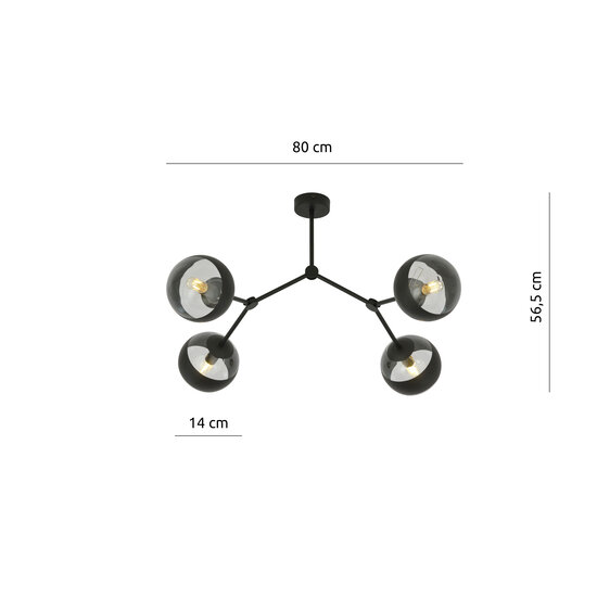 Emibig Emibig Lampe suspendue spéciale Viborg avec 4 branches et ampoules rayées E14 - Idéale pour créer une atmosphère chaleureuse dans vos espaces de vie