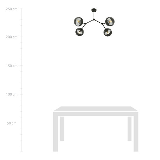 Lampe suspendue spéciale Viborg à 4 branches et ampoules rayées E14