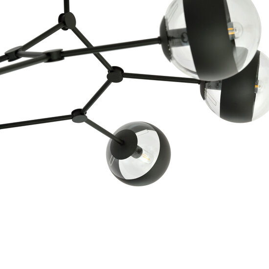 Lámpara colgante especial Viborg en forma de rama con 6 bombillas rayadas E14