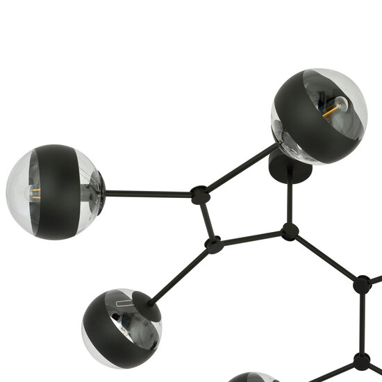 Lámpara colgante especial Viborg en forma de rama con 6 bombillas rayadas E14