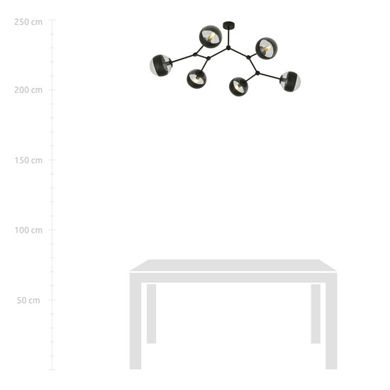 Lampe suspendue spéciale Viborg en forme de branche avec 6 ampoules rayées E14