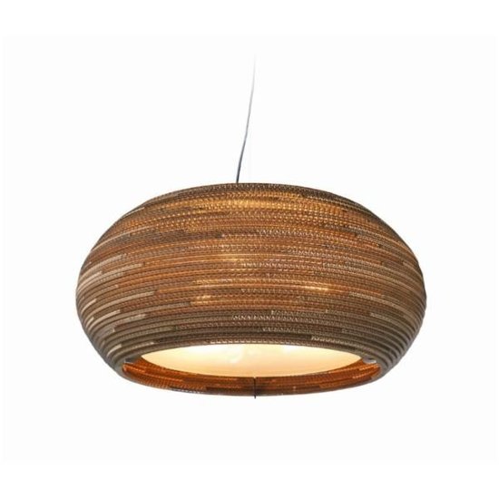 Hanging lamp cardboard white-beige design cardboard ellipse Ø 61cm E27