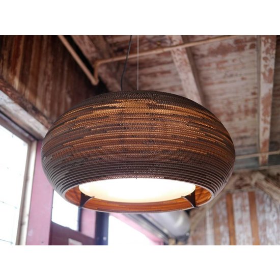 Hanging lamp cardboard white-beige design cardboard ellipse Ø 61cm E27