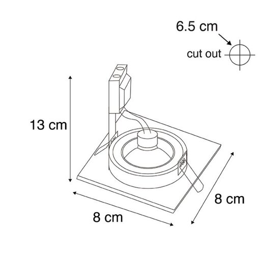 Square champagne/gold recessed spotlight square GU10