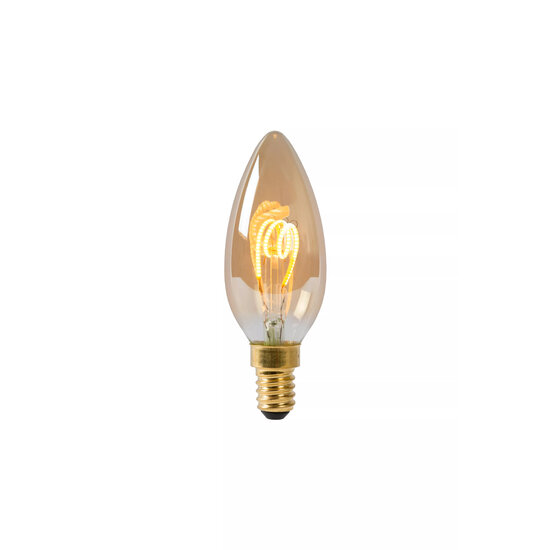 Fantasia LED kaarslamp E14, spiraaldraad, amber glas, 3W, 2200K, dimbaar