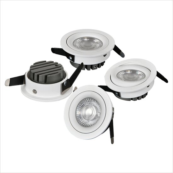 Spot encastrable 10W rond blanc, diamètre du trou 75 mm, dimension extérieure 83 mm, dimmable