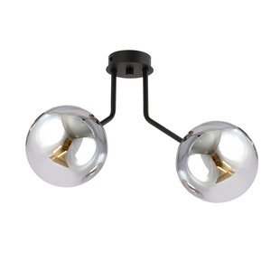 Kolding plafondlamp met 2 gerookte bollen voor E14 lamp
