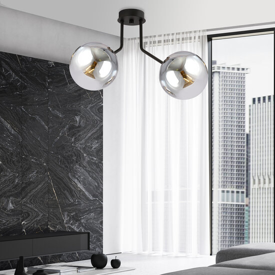Emibig Emibig Lámpara de techo Kolding con 2 bombillas ahumadas para lámpara E14 - Solución de iluminación ideal para interiores modernos