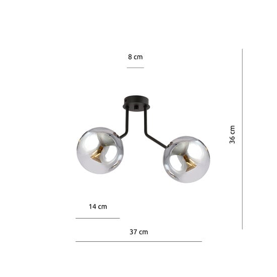 Emibig Emibig Lámpara de techo Kolding con 2 bombillas ahumadas para lámpara E14 - Solución de iluminación ideal para interiores modernos