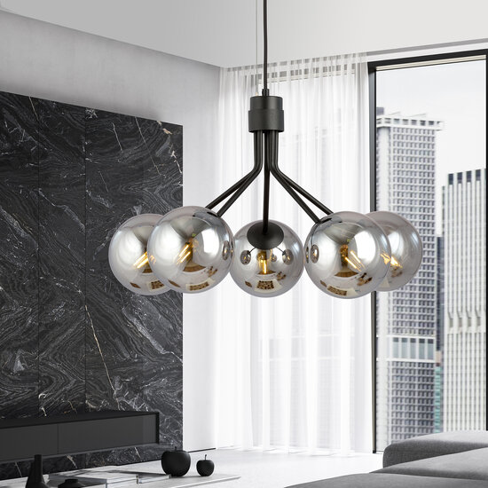 Kolding 5 lamp hanging lamp smoked bulbs E14