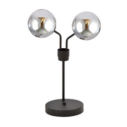 Lampe de table Kolding noire avec boules en verre fumé E14