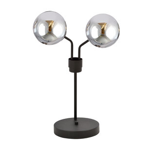 Lámpara de mesa Kolding negra con bolas de cristal fumé E14