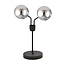 Lampe de table Kolding noire avec boules en verre fumé E14