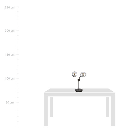 Lampe de table Kolding noire avec boules en verre fumé E14