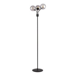 Emibig Lampe sur pied Kolding noire avec boules en verre fumé E14