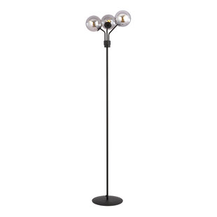 Lámpara de pie Kolding negra con bolas de cristal ahumado E14
