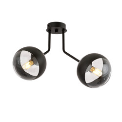 Lámpara de techo Kolding rayas negras con 2 bombillas de cristal para lámpara E14
