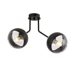 Kolding zwart gestreepte plafondlamp met 2 glazen bollen voor E14 lamp
