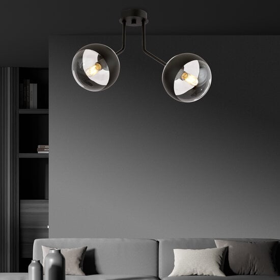 Emibig Emibig Kolding lámpara de techo negra a rayas con 2 bombillas de vidrio para lámpara E14 - Iluminación elegante para cualquier habitación
